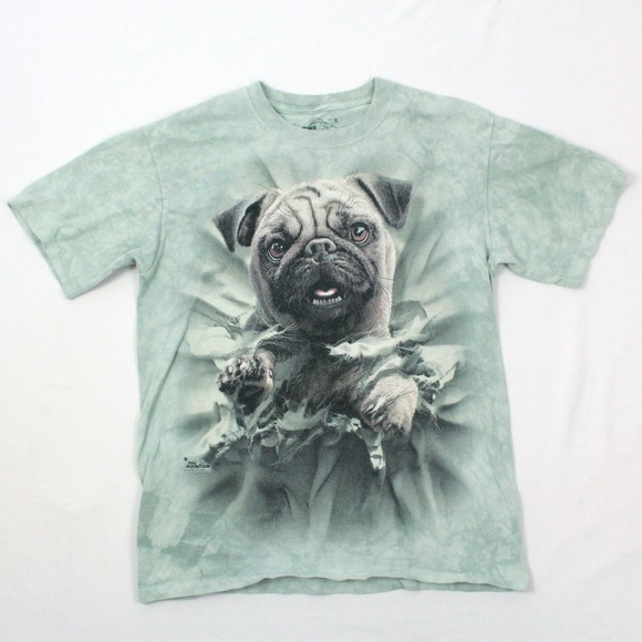 The Mountain Mens Graphic Printed Tee Pug Face T-shirt Adult Size